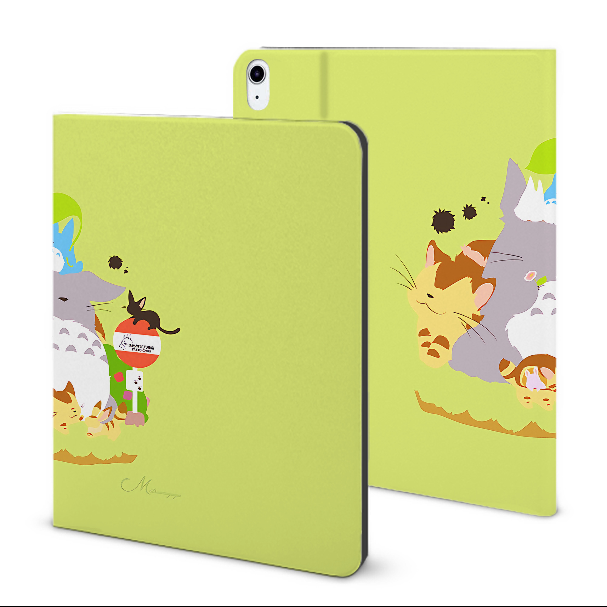 （画像用） となりのトトロ 草壁メイ 草壁サツキ My Neighbor Totoro Satsuki Kusakabe Mei Kusakabe IPad ケース ブック型 PUレザー TPU 耐衝撃 軽量 薄型 ペン収納なし 全面保護 IPad 各モデル対応